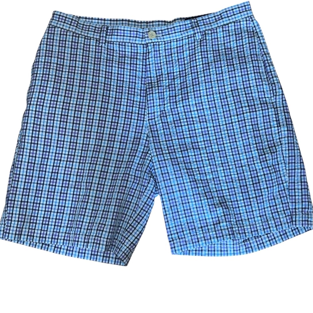 Vineyard Vines Mens 36 Seersucker Club Shorts Plaid Blue Purple 9 Inch Inseam